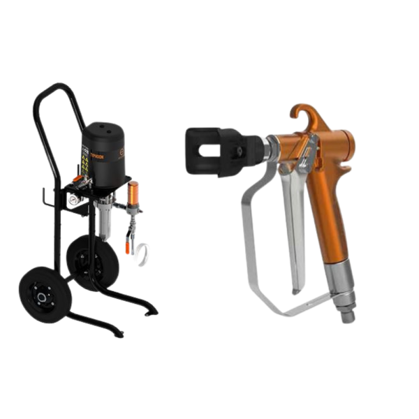 Sagola PSAM 500 Airless Pressure Spray Gun Side Angled View & Typhoon Pump Sagola PSAM 500 Airless Pressure Spray Gun Side Angled View & Typhoon Pump